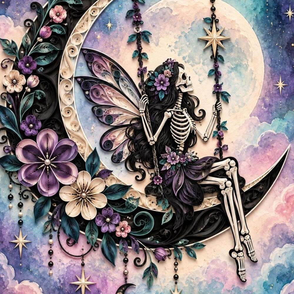 8 X 10 Framed Skeleton Fairy Moon 8 C 3 D